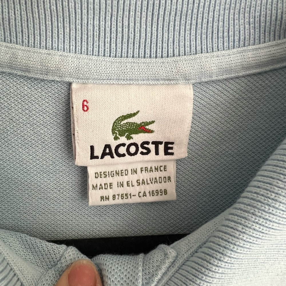 Lacoste men’s blue logo patch cotton polo short sleeve shirt size 6 - Picture 8 of 14